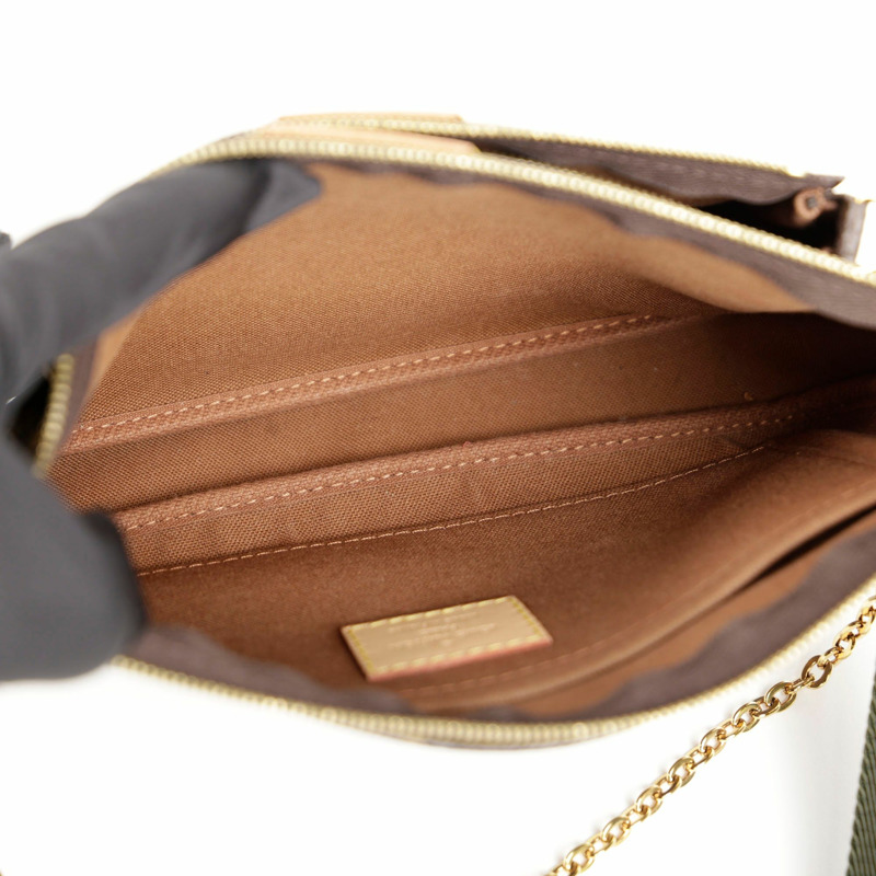 LOUIS VUITTON 卡其色 Monogram 帆布多用途 Pochette 配件單肩包與斜背包-9