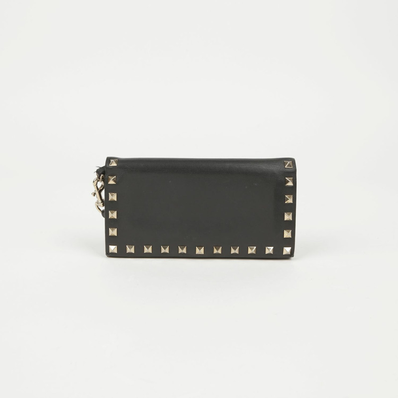 VALENTINO Rockstud 長版皮夾 黑色皮革-0