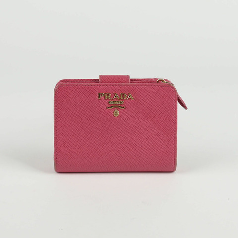 PRADA 粉紅色 Saffiano 皮革零錢包