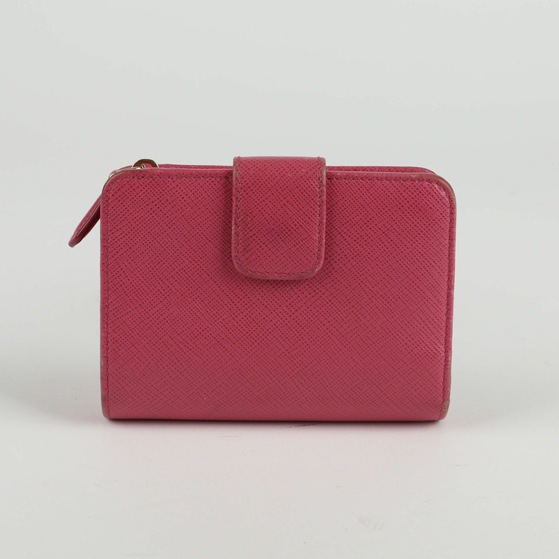 PRADA 粉紅色 Saffiano 皮革零錢包-2