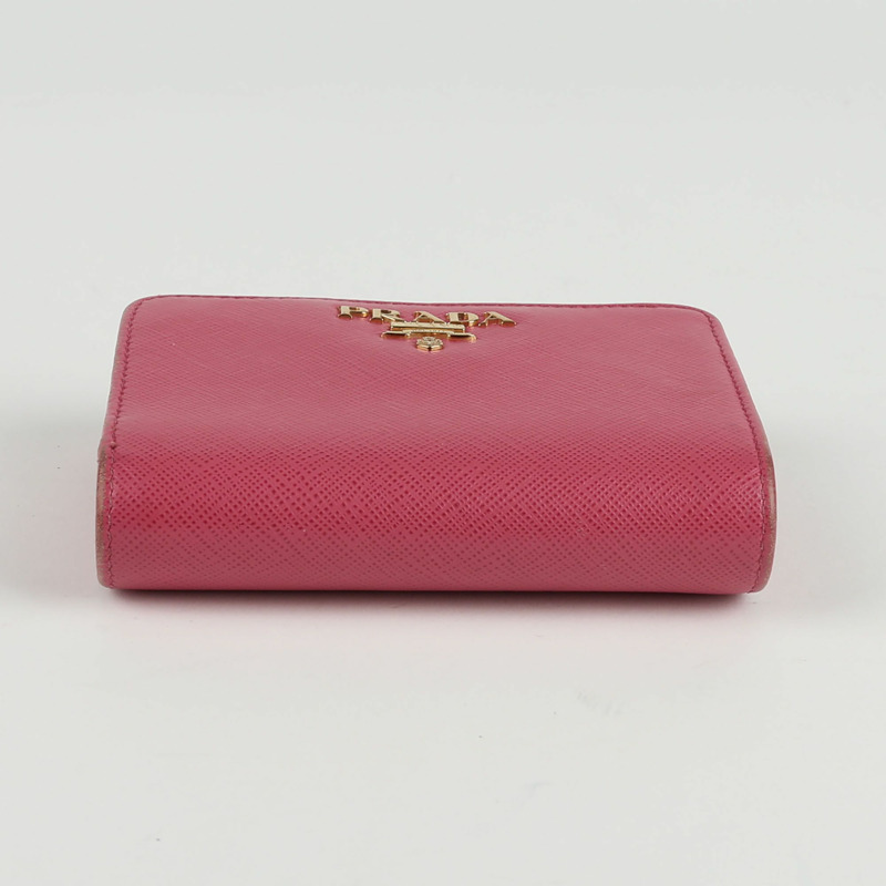 PRADA 粉紅色 Saffiano 皮革零錢包-6