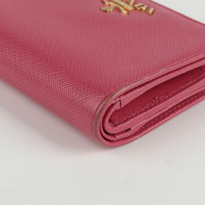 PRADA 粉紅色 Saffiano 皮革零錢包-7