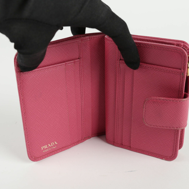 PRADA 粉紅色 Saffiano 皮革零錢包-9