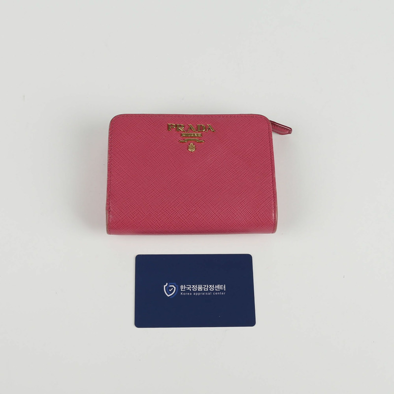 PRADA 粉紅色 Saffiano 皮革零錢包-11
