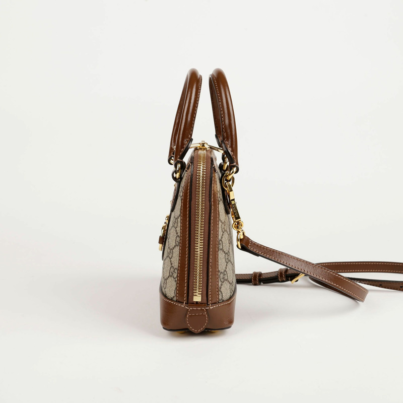 【包稅】GUCCI 迷你 GG Supreme 帆布馬銜扣 1955 手提包/單肩包-3