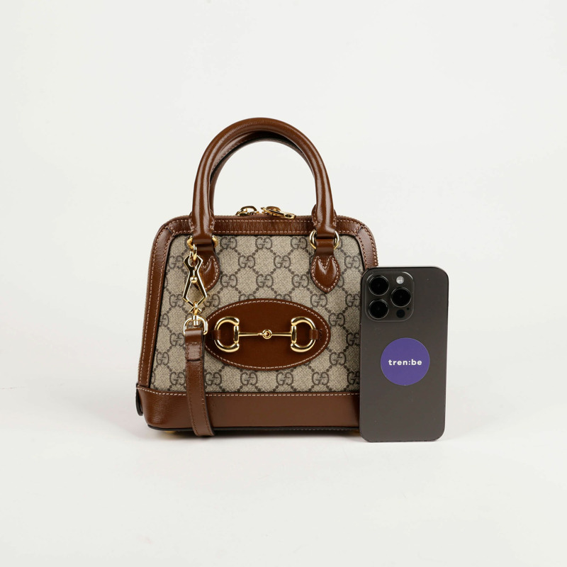 【包稅】GUCCI 迷你 GG Supreme 帆布馬銜扣 1955 手提包/單肩包-6