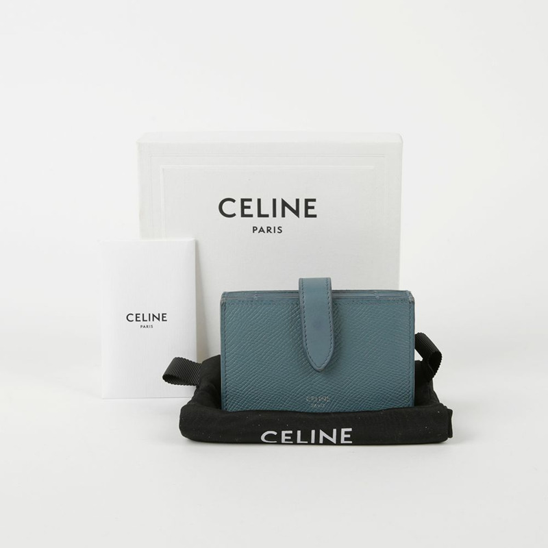 CELINE 天藍色皮革手風琴卡夾-0