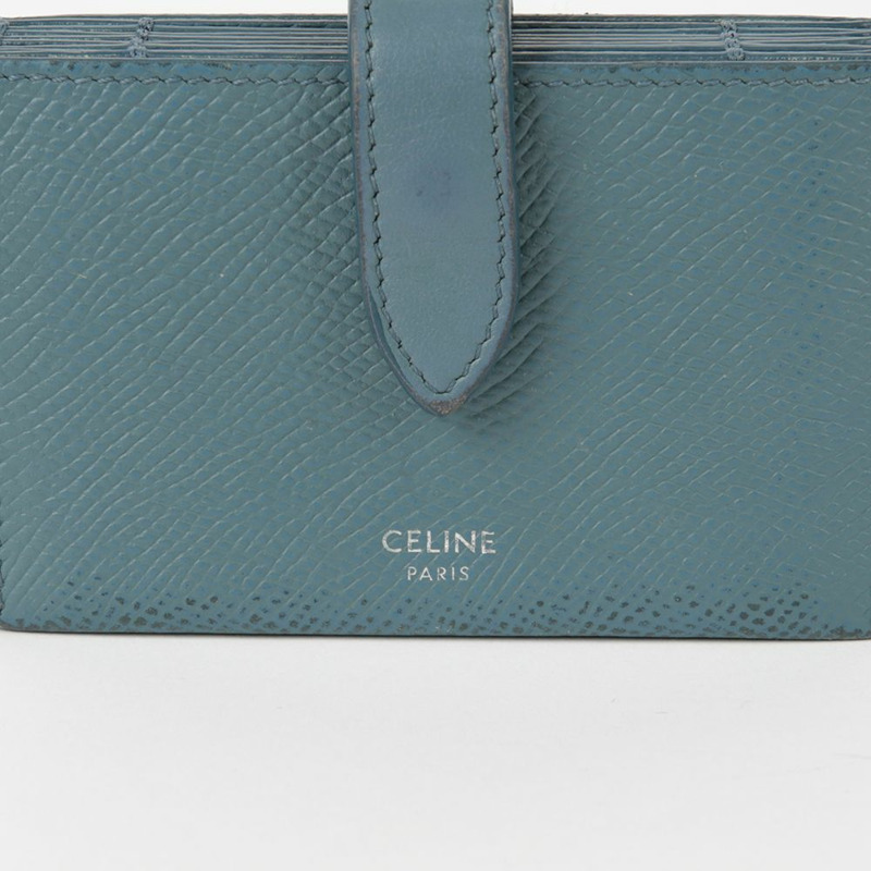 CELINE 天藍色皮革手風琴卡夾-2