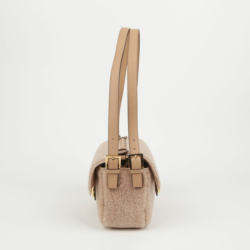 【包稅】FENDI 粉紅羊毛羊皮多色法棍手提單肩包-3