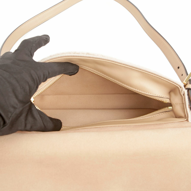 【包稅】FENDI 粉紅羊毛羊皮多色法棍手提單肩包-5