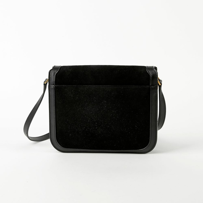 SAINT LAURENT 黑色絨面皮革飾邊 Solferino 肩背包和斜背包-3