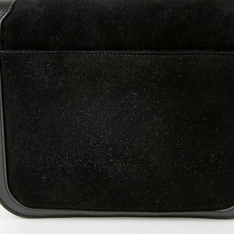 SAINT LAURENT 黑色絨面皮革飾邊 Solferino 肩背包和斜背包-4
