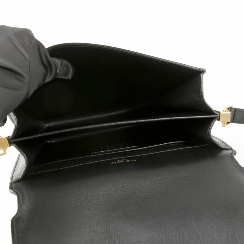 SAINT LAURENT 黑色絨面皮革飾邊 Solferino 肩背包和斜背包-10