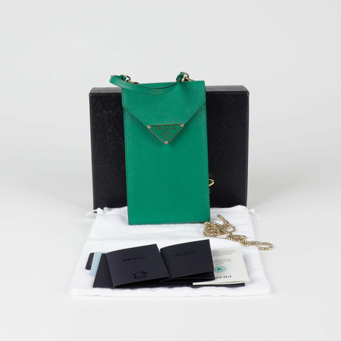 PRADA 迷你三角形Logo鏈條手提單肩包 1BP050