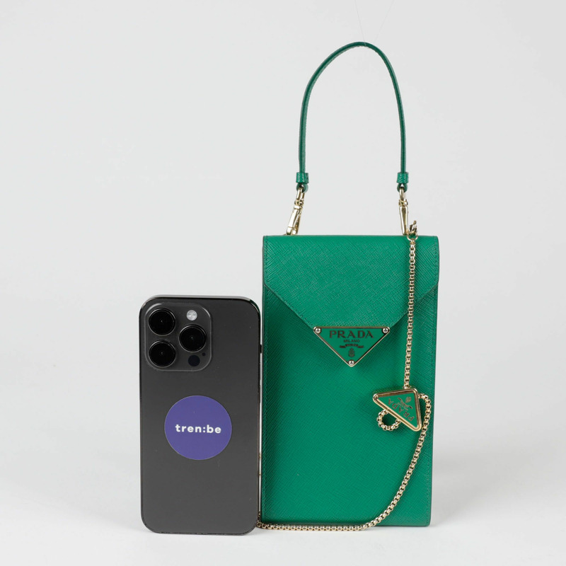 【包稅】PRADA 迷你三角形Logo鏈條手提單肩包 1BP050-6