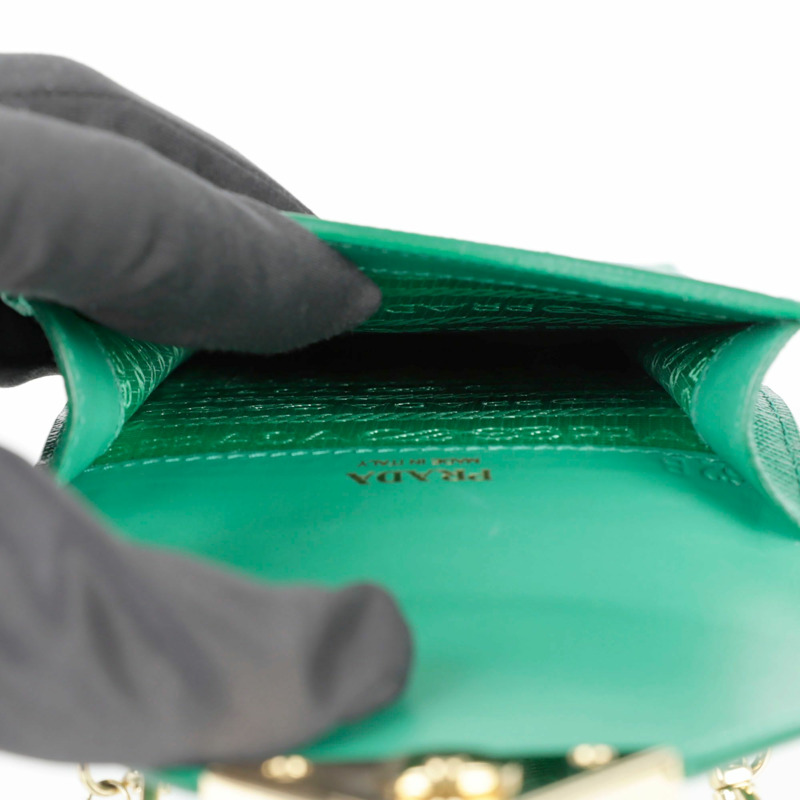 【包稅】PRADA 迷你三角形Logo鏈條手提單肩包 1BP050-7