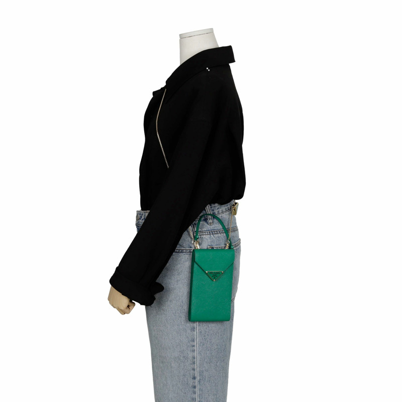 【包稅】PRADA 迷你三角形Logo鏈條手提單肩包 1BP050-8