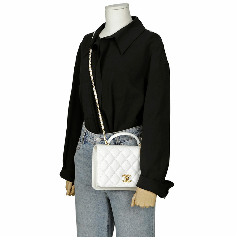 【包稅】CHANEL 魚子醬紋小號手提單肩包-12