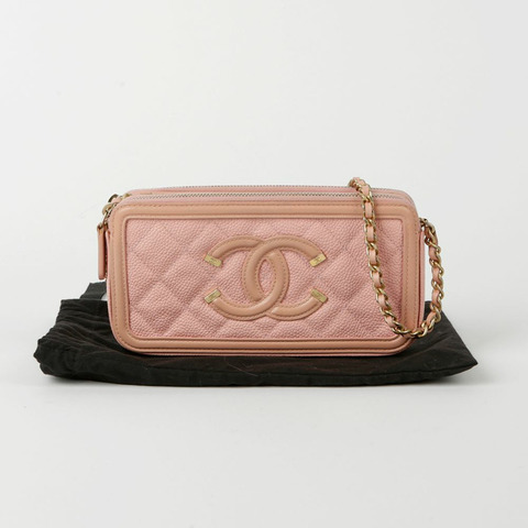 CHANEL 魚子醬花絲鏈斜背包
