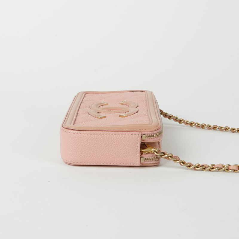 CHANEL 魚子醬花絲鏈斜背包-4