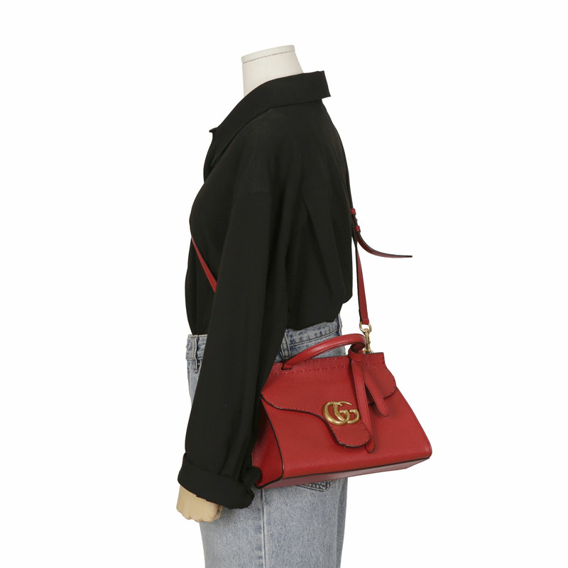 GUCCI GG Marmont 迷你頂部把手和單肩包-8