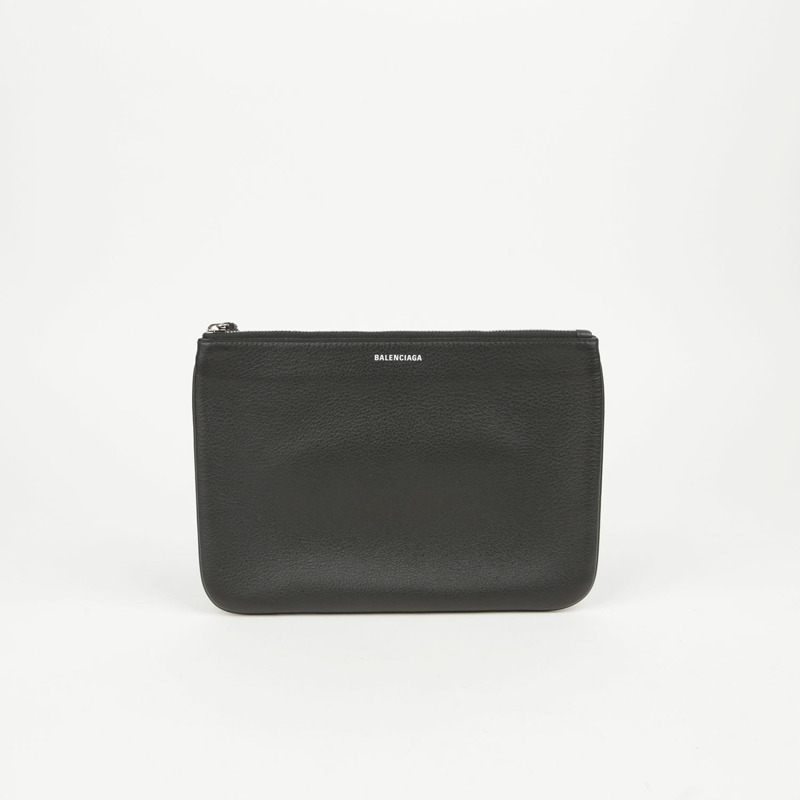 BALENCIAGA 黑色皮革日常手拿包-1