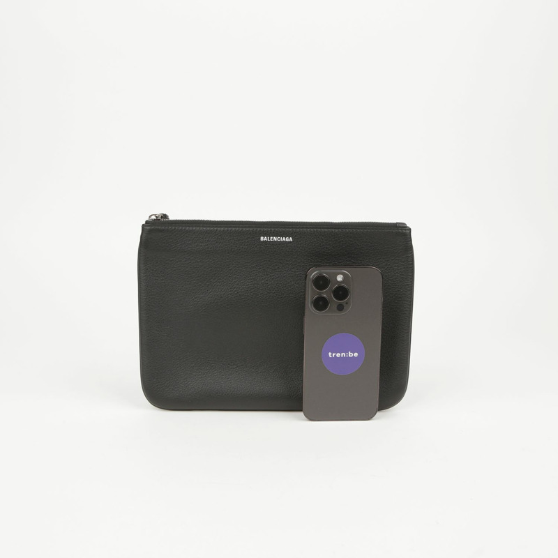 BALENCIAGA 黑色皮革日常手拿包-6