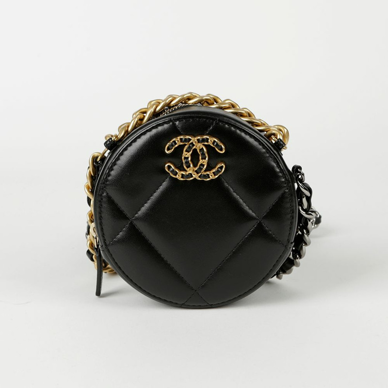 CHANEL 迷你 Tambourine 19 圓形鏈條單肩斜背包-1