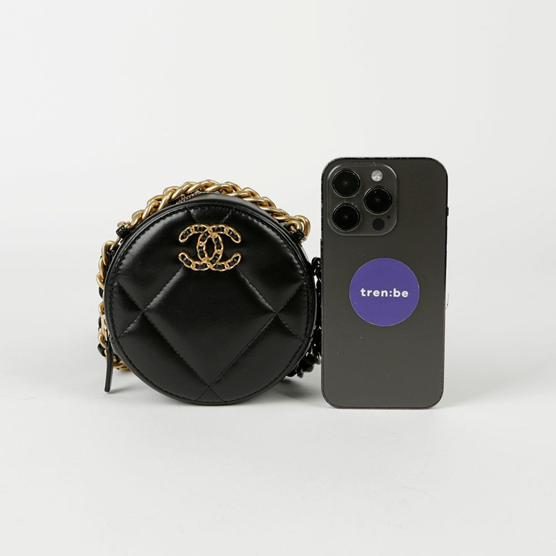 CHANEL 迷你 Tambourine 19 圓形鏈條單肩斜背包-8