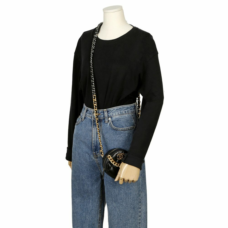 【包稅】CHANEL 迷你鈴鼓 19 圓形鏈條單肩斜背包-10