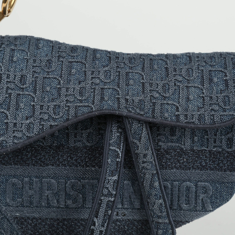 【包稅】DIOR 藍色斜紋牛仔帆布馬鞍肩包-2