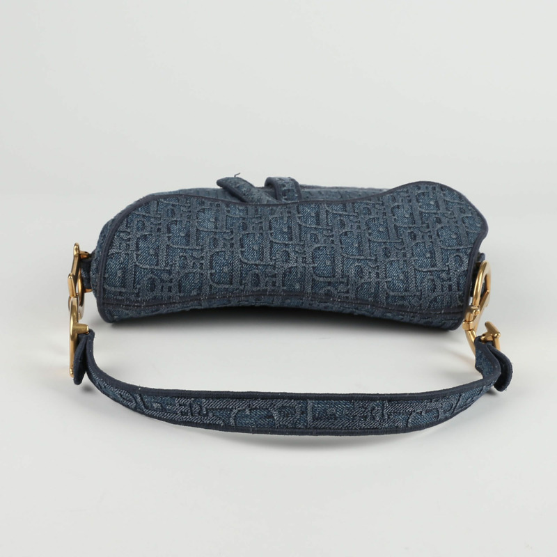 【包稅】DIOR 藍色斜紋牛仔帆布馬鞍肩包-8