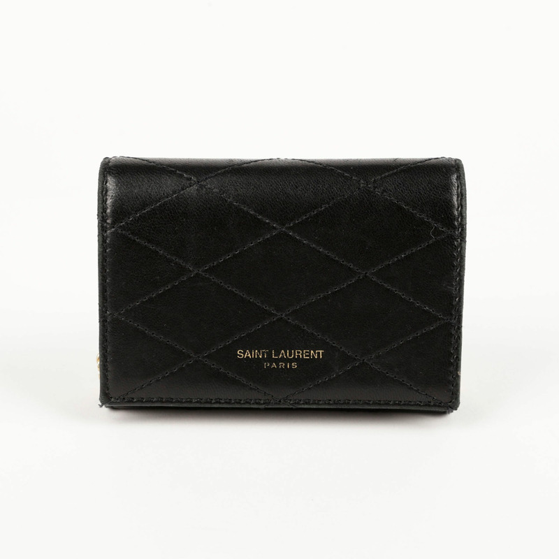 SAINT LAURENT Micro Paris 金色鏈條斜挎皮夾-1