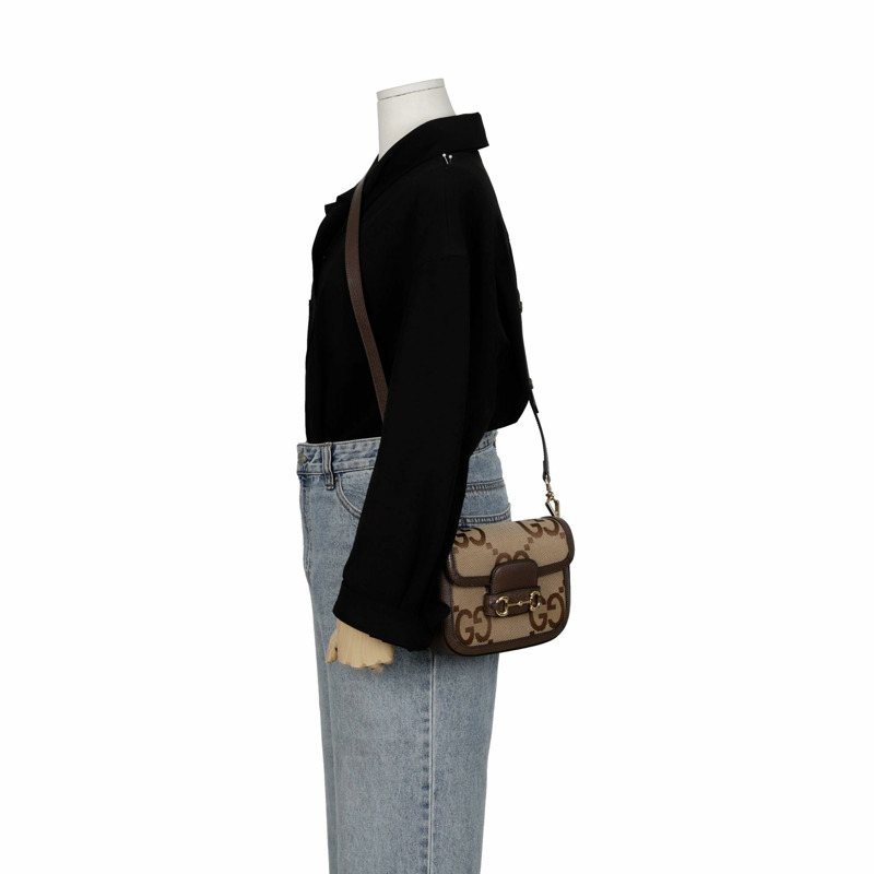 GUCCI GG Jumbo Horsebit 1955 迷你肩斜背包-8