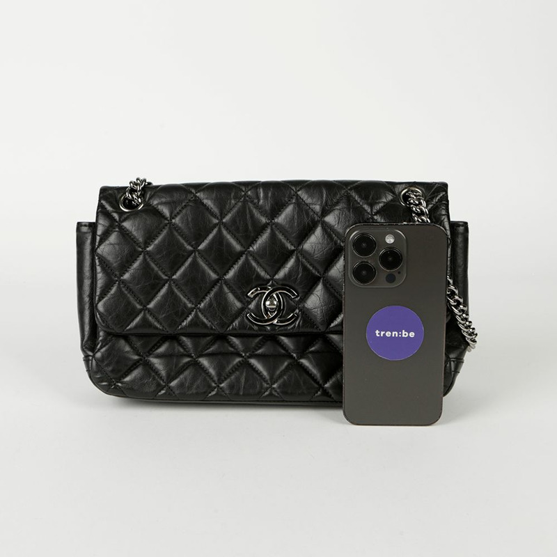 CHANEL CC Logo Season 翻蓋鏈條單肩包-6