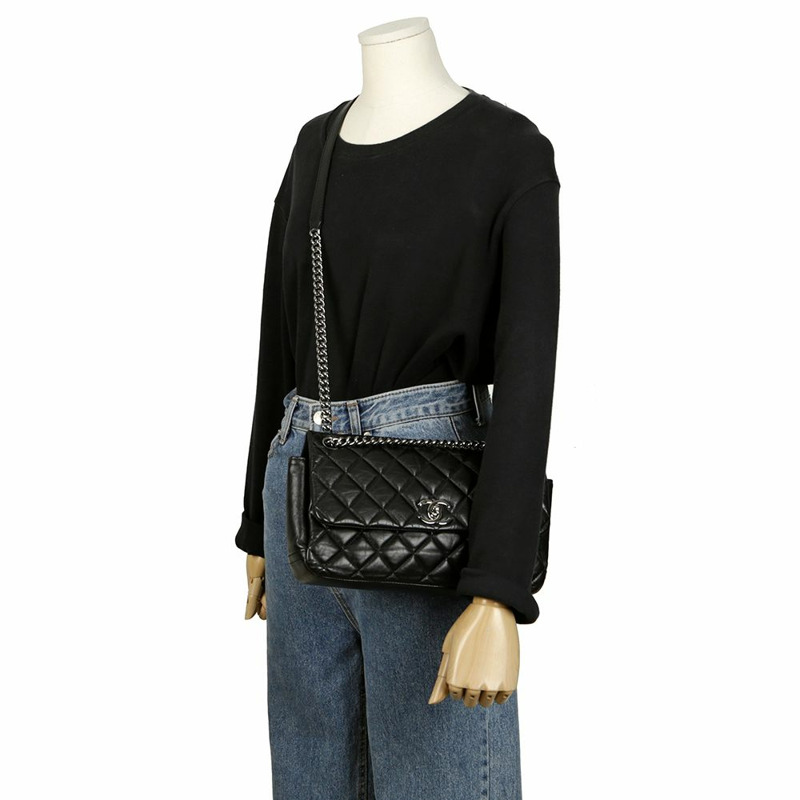 CHANEL CC Logo Season 翻蓋鏈條單肩包-9