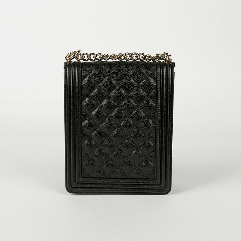 CHANEL Caviar Boy North South 翻蓋單肩斜背包-2