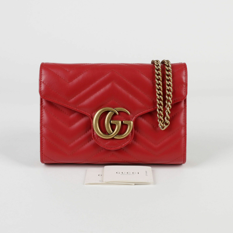 GUCCI GG Marmont 迷你鏈手拿包和單肩包-0