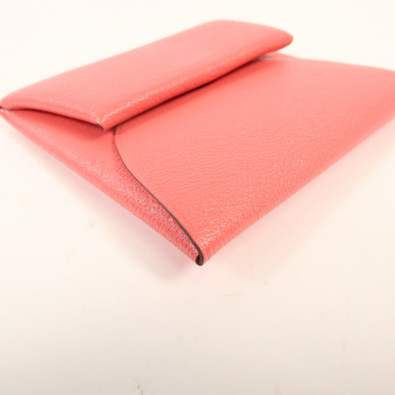 HERMES Chevre皮革Bastia錢包Pink-9