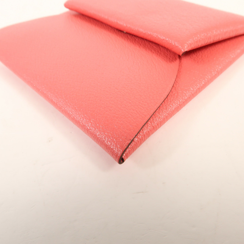 HERMES Chevre皮革Bastia錢包Pink-10