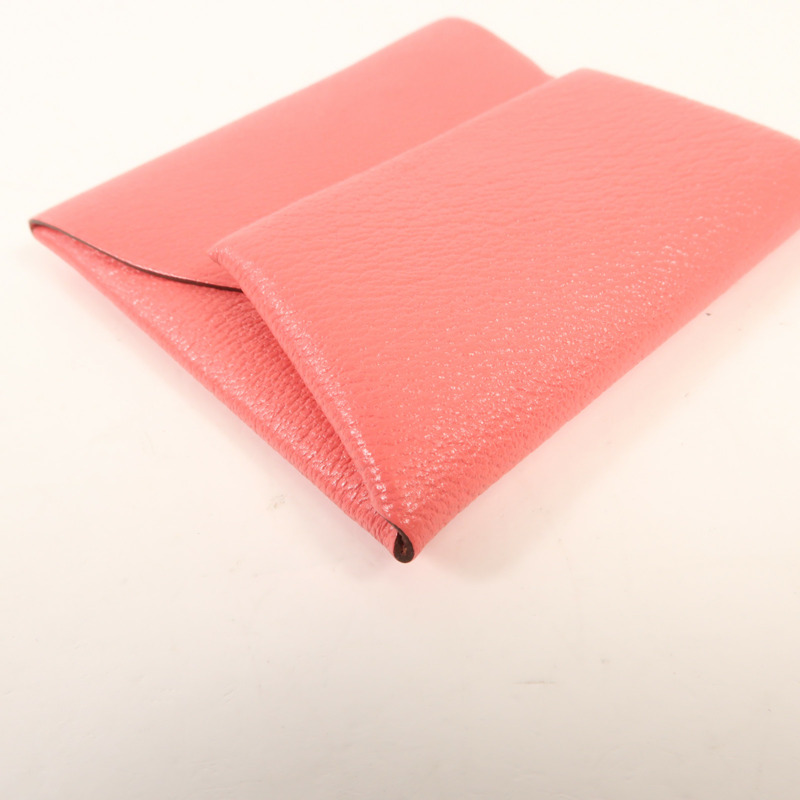 HERMES Chevre皮革Bastia錢包Pink-11
