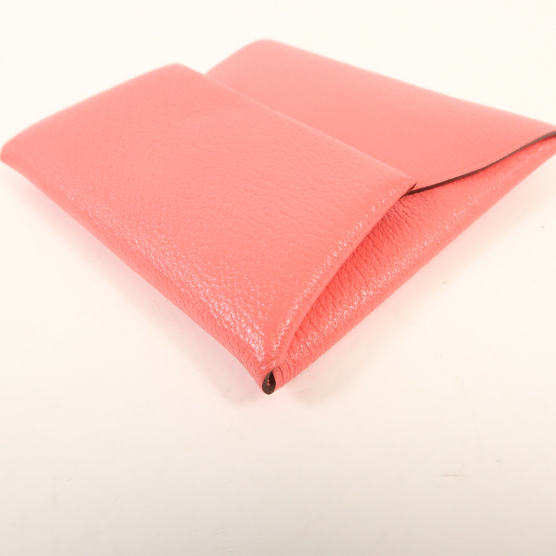 HERMES Chevre皮革Bastia錢包Pink-12