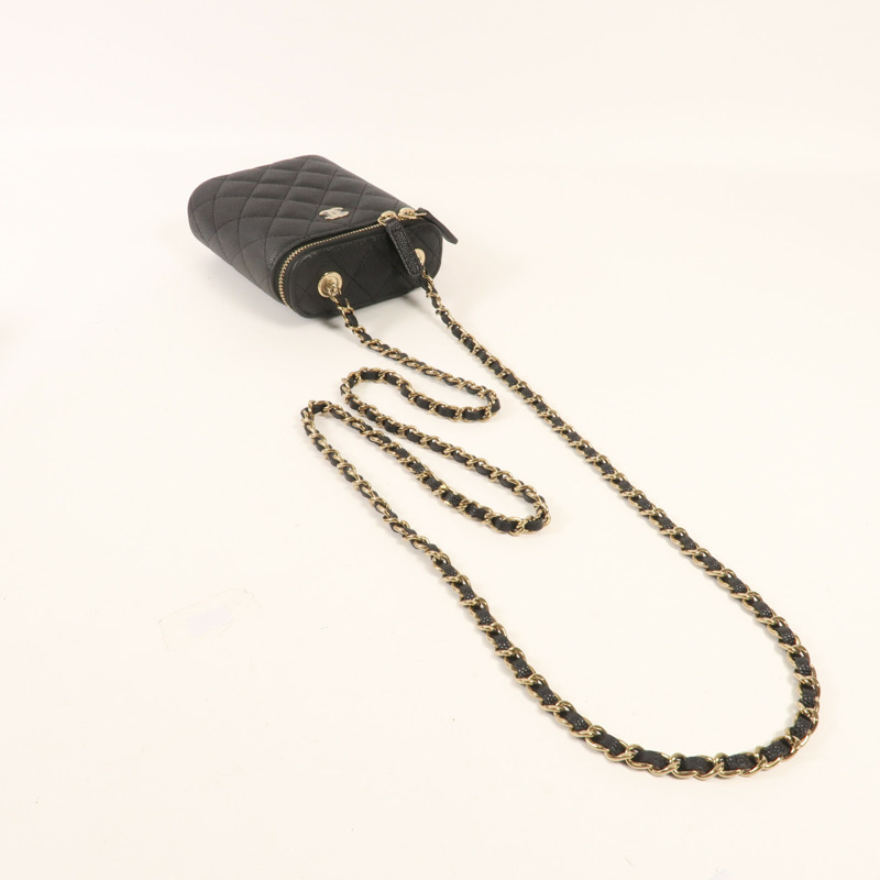 CHANEL 牛皮皮革Mini Gigarette Box金扣鏈帶肩背袋-4