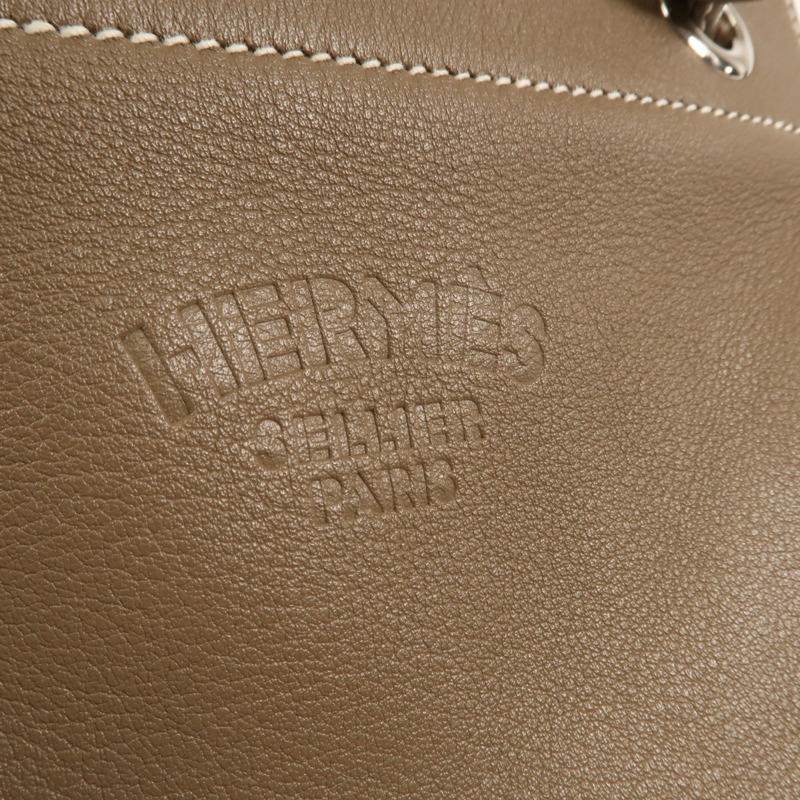 HERMES Swift皮革Aline Mini銀扣肩背袋Etoupe-9