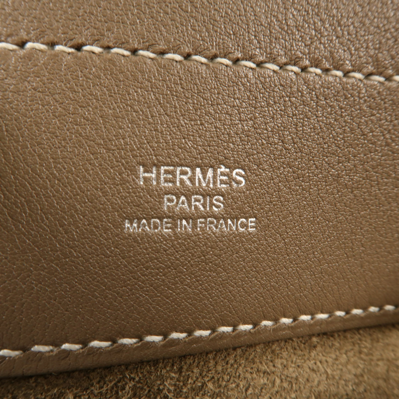 HERMES Swift皮革Aline Mini銀扣肩背袋Etoupe-10