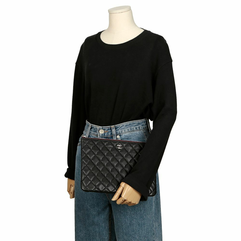 【包稅】CHANEL 魚子醬紋經典新款中型手拿包 A82545-12