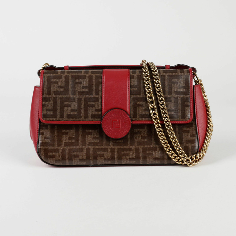 FENDI 雙 F 鏈條單肩斜背包-0