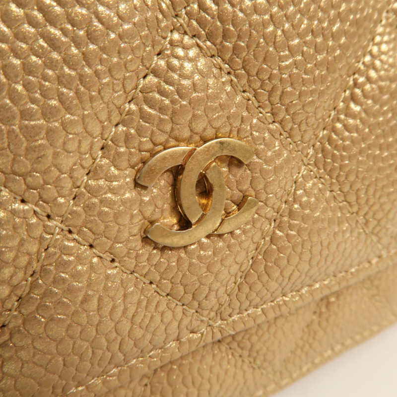 CHANEL 牛皮皮革WOC Wallet On Chain金扣鏈帶肩背袋-9
