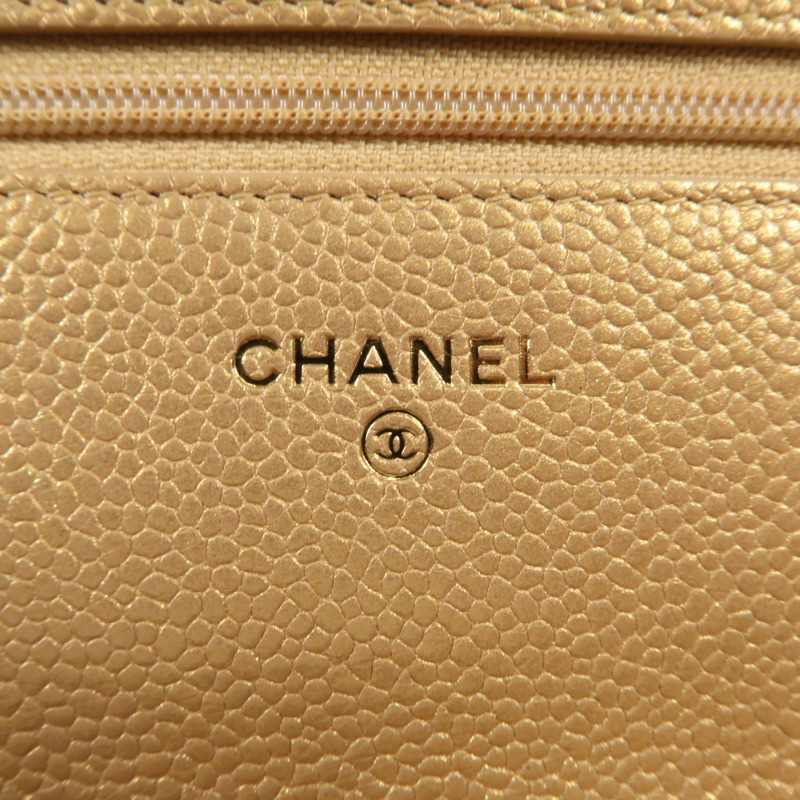 CHANEL 牛皮皮革WOC Wallet On Chain金扣鏈帶肩背袋-10