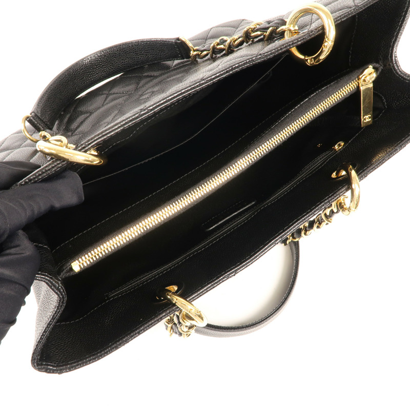 CHANEL 牛皮皮革GST Grand Shopping Tote金扣鏈帶肩背袋-11